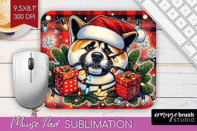 Funny Christmas Dog Mouse Pad PNG Sublimation OrangeBrushStudio 