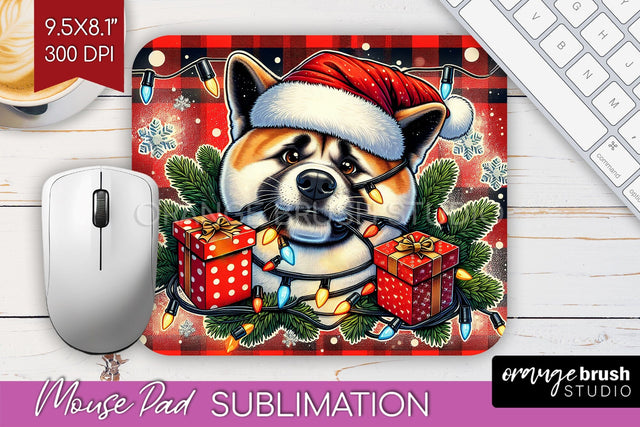 Funny Christmas Dog Mouse Pad PNG Sublimation OrangeBrushStudio 