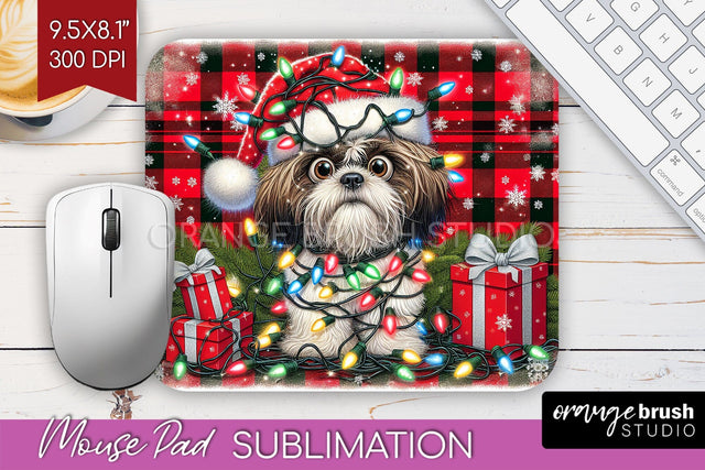 Funny Christmas Dog Mouse Pad PNG Sublimation OrangeBrushStudio 