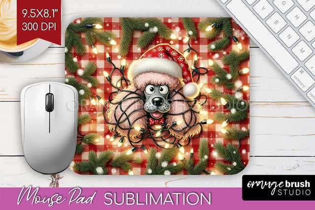 Funny Christmas Dog Mouse Pad PNG Sublimation OrangeBrushStudio 