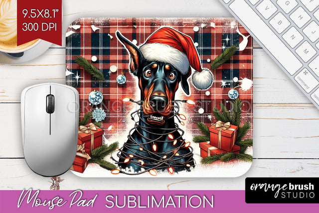 Funny Christmas Dog Mouse Pad PNG Sublimation OrangeBrushStudio 