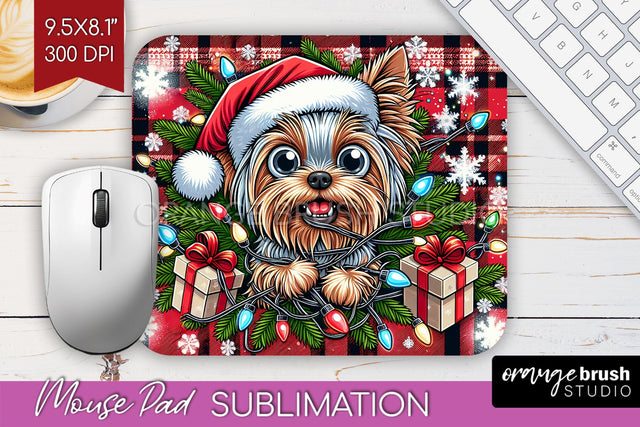 Funny Christmas Dog Mouse Pad PNG Sublimation OrangeBrushStudio 