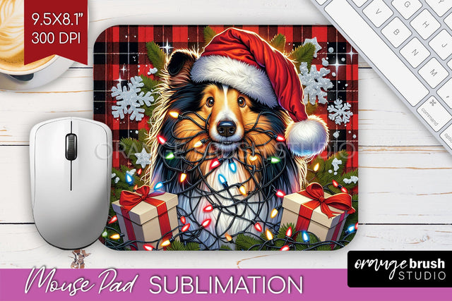 Funny Christmas Dog Mouse Pad PNG Sublimation OrangeBrushStudio 