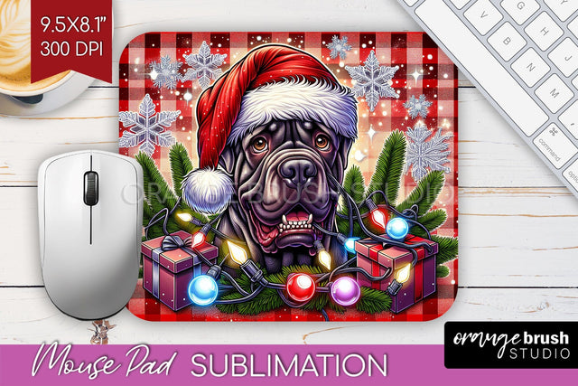 Funny Christmas Dog Mouse Pad PNG Sublimation OrangeBrushStudio 