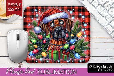 Funny Christmas Dog Mouse Pad PNG Sublimation OrangeBrushStudio 