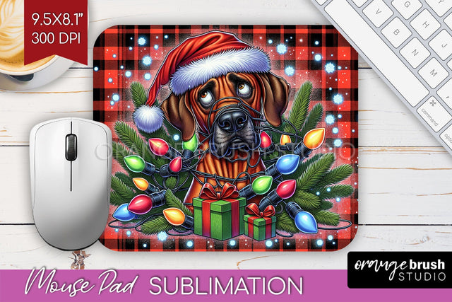 Funny Christmas Dog Mouse Pad PNG Sublimation OrangeBrushStudio 
