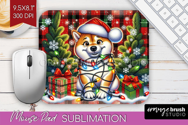 Funny Christmas Dog Mouse Pad PNG Sublimation OrangeBrushStudio 