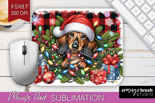 Funny Christmas Dog Mouse Pad PNG Sublimation OrangeBrushStudio 