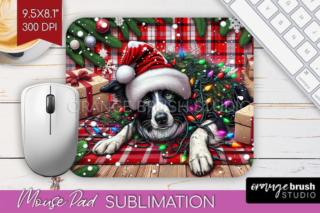 Funny Christmas Dog Mouse Pad PNG Sublimation OrangeBrushStudio 