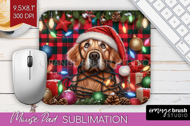 Funny Christmas Dog Mouse Pad PNG Sublimation OrangeBrushStudio 