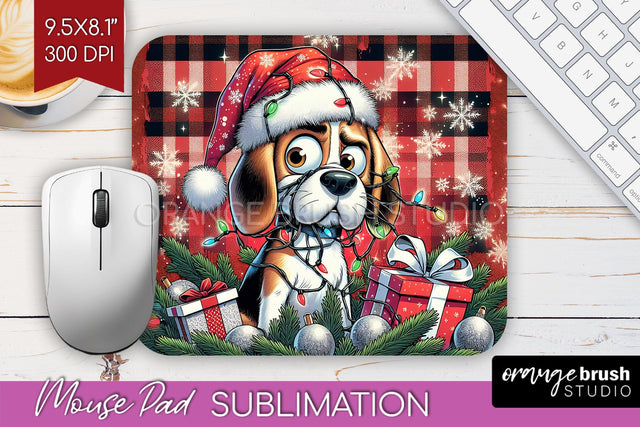 Funny Christmas Dog Mouse Pad PNG Sublimation OrangeBrushStudio 