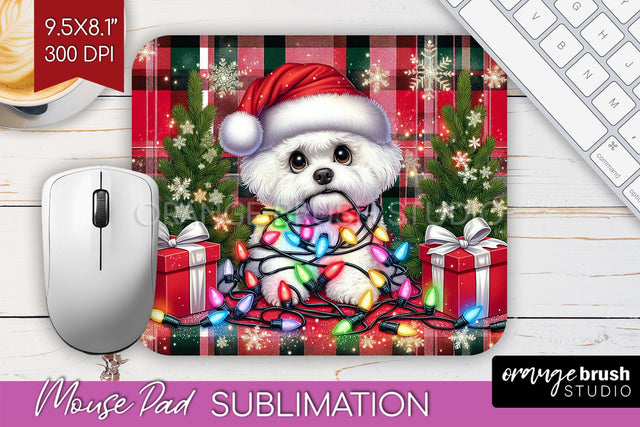 Funny Christmas Dog Mouse Pad PNG Sublimation OrangeBrushStudio 