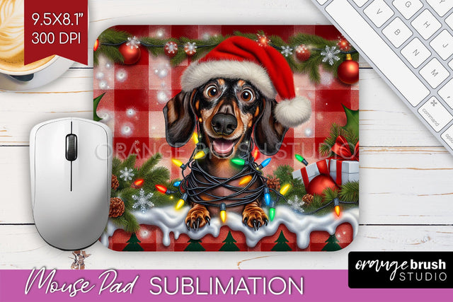 Funny Christmas Dog Mouse Pad PNG Sublimation OrangeBrushStudio 
