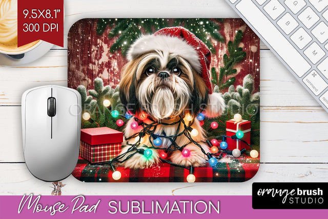Funny Christmas Dog Mouse Pad PNG Sublimation OrangeBrushStudio 