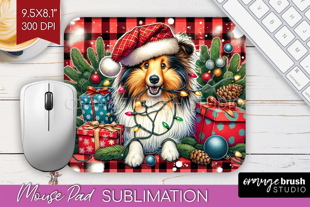 Funny Christmas Dog Mouse Pad PNG Sublimation OrangeBrushStudio 