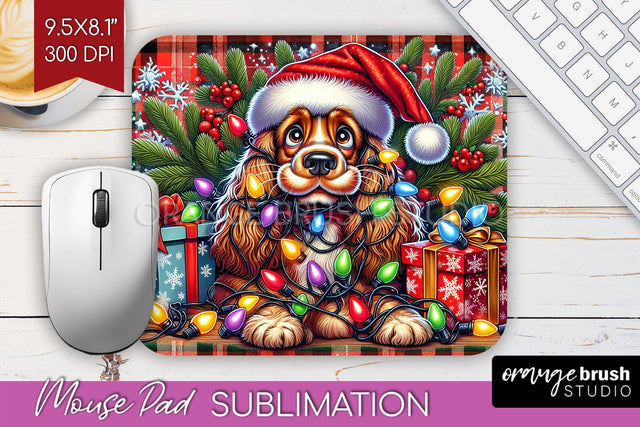 Funny Christmas Dog Mouse Pad PNG Sublimation OrangeBrushStudio 