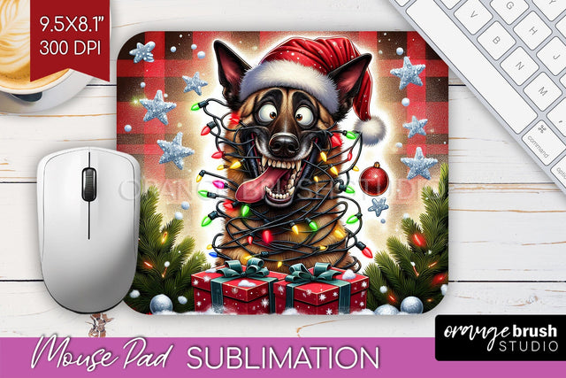 Funny Christmas Dog Mouse Pad PNG Sublimation OrangeBrushStudio 
