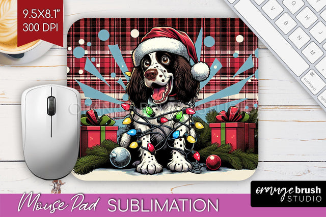 Funny Christmas Dog Mouse Pad PNG Sublimation OrangeBrushStudio 