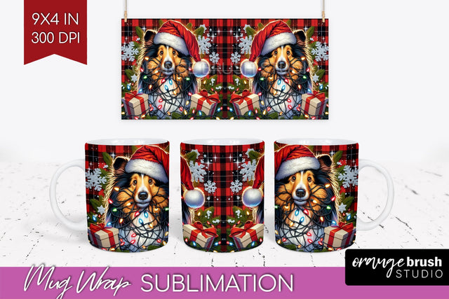 Funny Christmas Dog Mug Wrap PNG Sublimation OrangeBrushStudio 