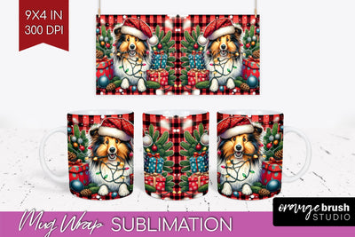 Funny Christmas Dog Mug Wrap PNG Sublimation OrangeBrushStudio 