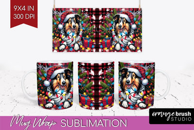 Funny Christmas Dog Mug Wrap PNG Sublimation OrangeBrushStudio 