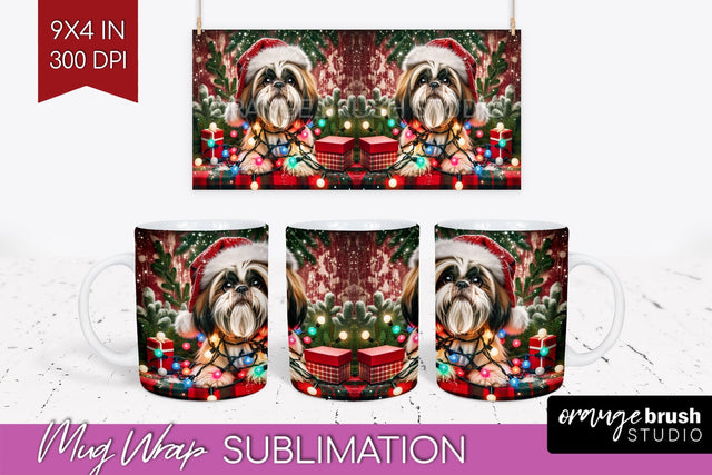 Funny Christmas Dog Mug Wrap PNG Sublimation OrangeBrushStudio 