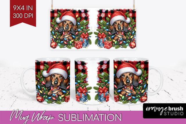 Funny Christmas Dog Mug Wrap PNG Sublimation OrangeBrushStudio 