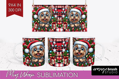 Funny Christmas Dog Mug Wrap PNG Sublimation OrangeBrushStudio 