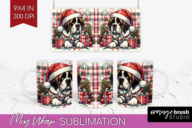 Funny Christmas Dog Mug Wrap PNG Sublimation OrangeBrushStudio 