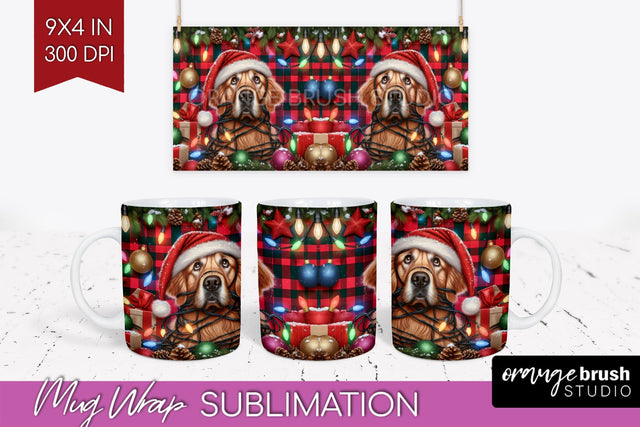 Funny Christmas Dog Mug Wrap PNG Sublimation OrangeBrushStudio 