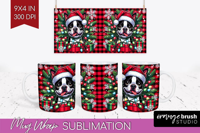 Funny Christmas Dog Mug Wrap PNG Sublimation OrangeBrushStudio 