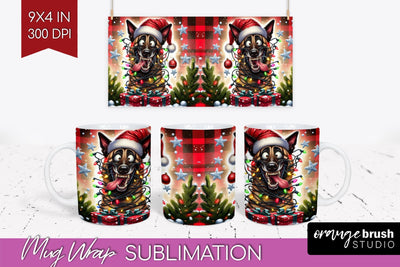 Funny Christmas Dog Mug Wrap PNG Sublimation OrangeBrushStudio 