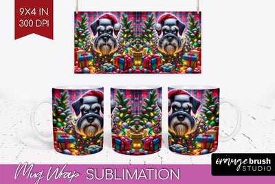 Funny Christmas Dog Mug Wrap PNG Sublimation OrangeBrushStudio 