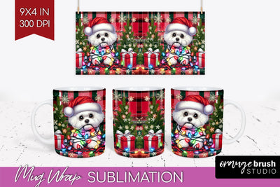 Funny Christmas Dog Mug Wrap PNG Sublimation OrangeBrushStudio 