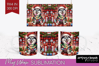 Funny Christmas Dog Mug Wrap PNG Sublimation OrangeBrushStudio 