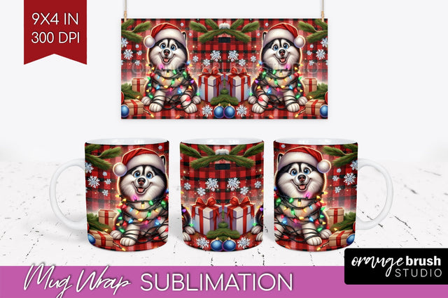 Funny Christmas Dog Mug Wrap PNG Sublimation OrangeBrushStudio 