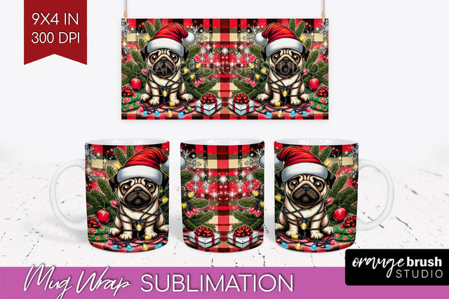 Funny Christmas Dog Mug Wrap PNG Sublimation OrangeBrushStudio 