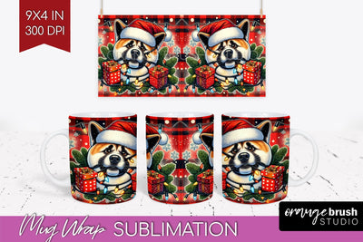 Funny Christmas Dog Mug Wrap PNG Sublimation OrangeBrushStudio 