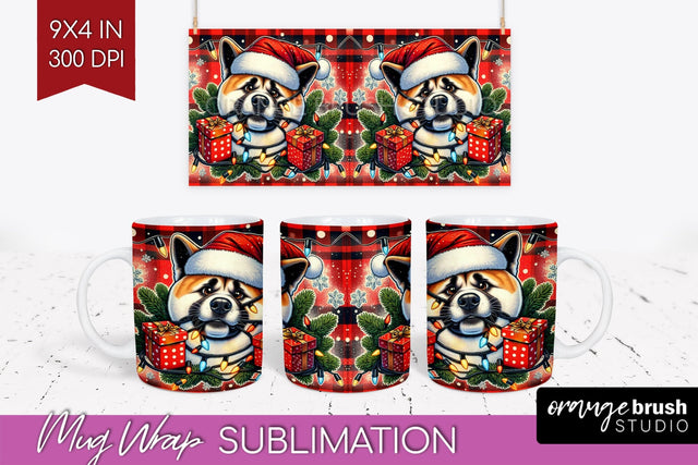 Funny Christmas Dog Mug Wrap PNG Sublimation OrangeBrushStudio 