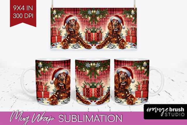 Funny Christmas Dog Mug Wrap PNG Sublimation OrangeBrushStudio 