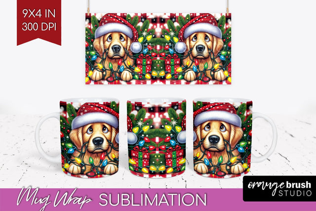 Funny Christmas Dog Mug Wrap PNG Sublimation OrangeBrushStudio 