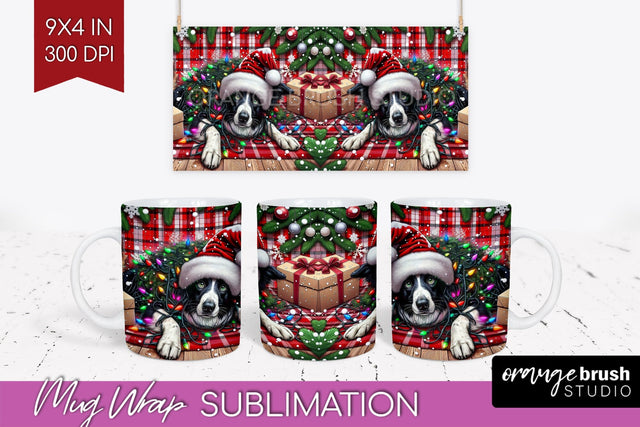 Funny Christmas Dog Mug Wrap PNG Sublimation OrangeBrushStudio 
