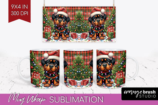 Funny Christmas Dog Mug Wrap PNG Sublimation OrangeBrushStudio 