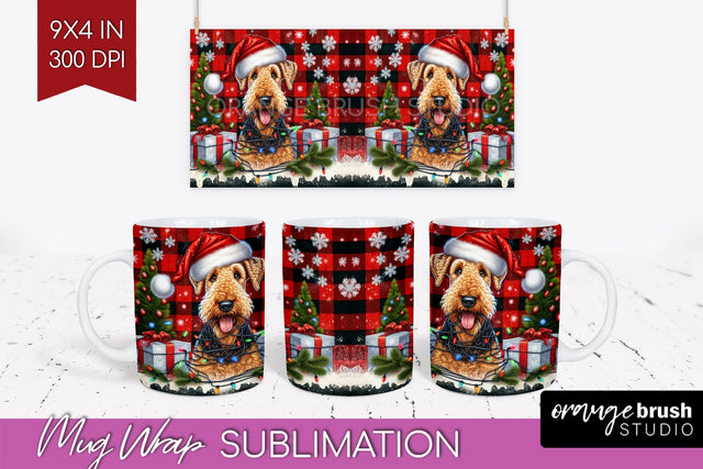 Funny Christmas Dog Mug Wrap PNG Sublimation OrangeBrushStudio 