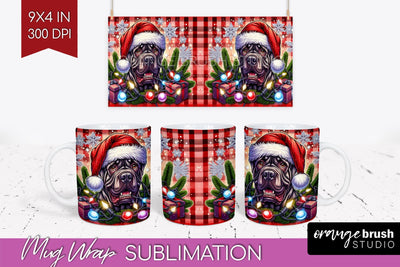 Funny Christmas Dog Mug Wrap PNG Sublimation OrangeBrushStudio 
