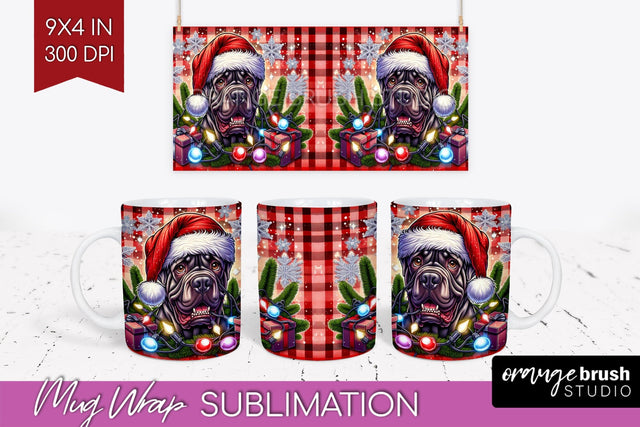Funny Christmas Dog Mug Wrap PNG Sublimation OrangeBrushStudio 