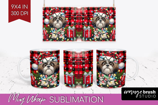 Funny Christmas Dog Mug Wrap PNG Sublimation OrangeBrushStudio 