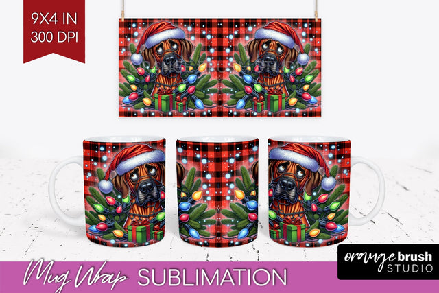 Funny Christmas Dog Mug Wrap PNG Sublimation OrangeBrushStudio 