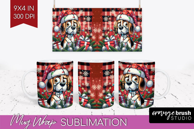 Funny Christmas Dog Mug Wrap PNG Sublimation OrangeBrushStudio 
