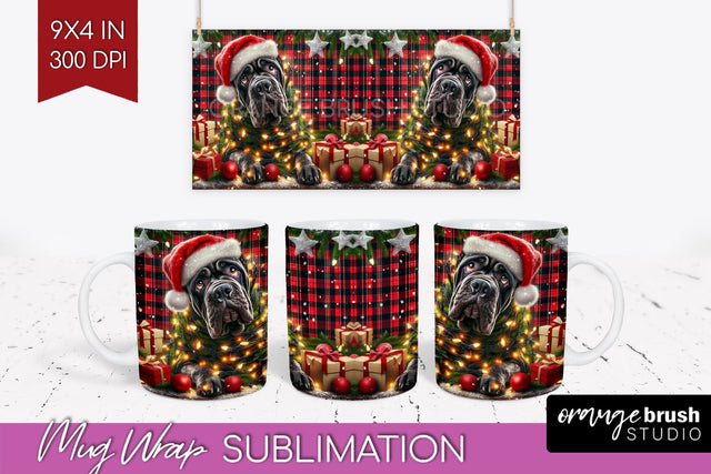 Funny Christmas Dog Mug Wrap PNG Sublimation OrangeBrushStudio 